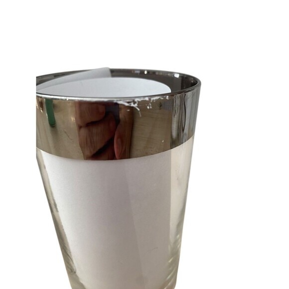 Set of 4 Vintage Silver Rim Highball Glasses Monogram R MCM Barware 5.5" - Picture 9 of 11
